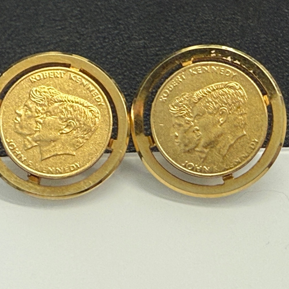 Vintage Cufflink Set John F Kennedy & Robert Kennedy Gold Tone